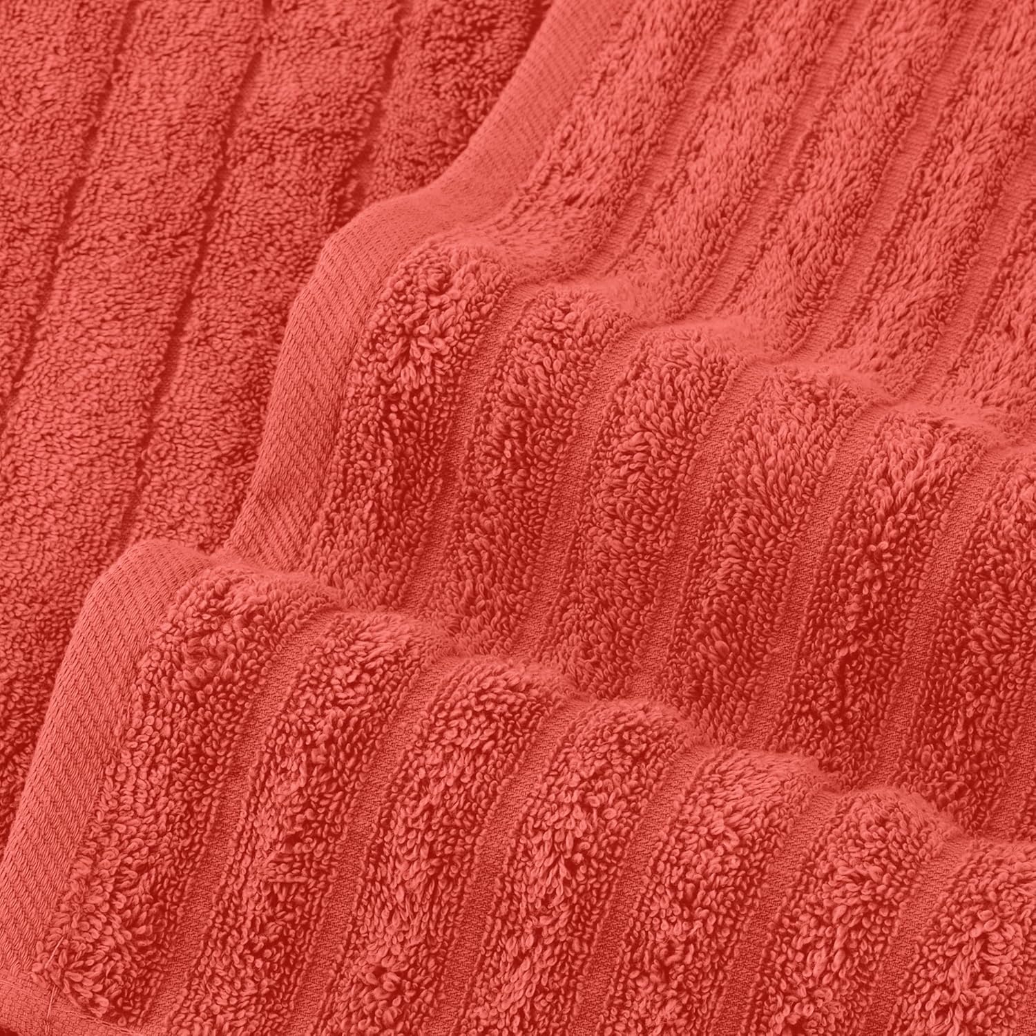 Elegant Comfort 100% Turkish Cotton Corduroy Ribbed Luxury Bath Towels 6-Piece Set, Premium Feel - Quick Dry, Highly Absorbent, Contains 2 Bath Towels, 2 Hand Towels, and 2 Washcloths, Coral