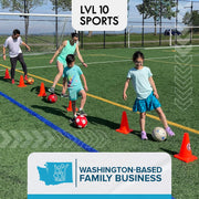 LVL10 Pro Training Cones - 12" Large Soccer Cones for Sports Training - for Basketball, Football, Basketball and Agility Drills - Soccer Field Markers That Won't Crack, Slide or Fly