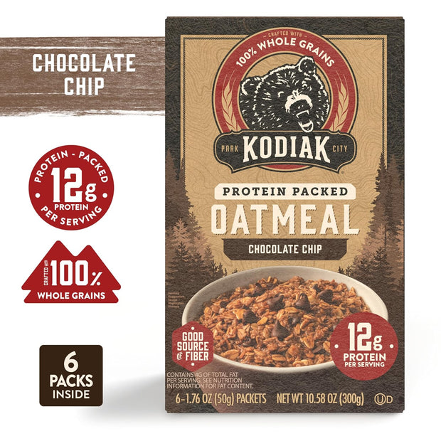 Kodiak Cakes Instant Oatmeal Packets - High Protein - 100% Whole Grains Breakfast Food - Chocolate Chip (36 Packets)