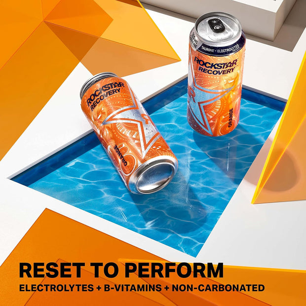 Rockstar Energy Drink with Caffeine Taurine and Electrolytes, Recovery Lemonade, 16oz (12 Pack) (Packaging May Vary)