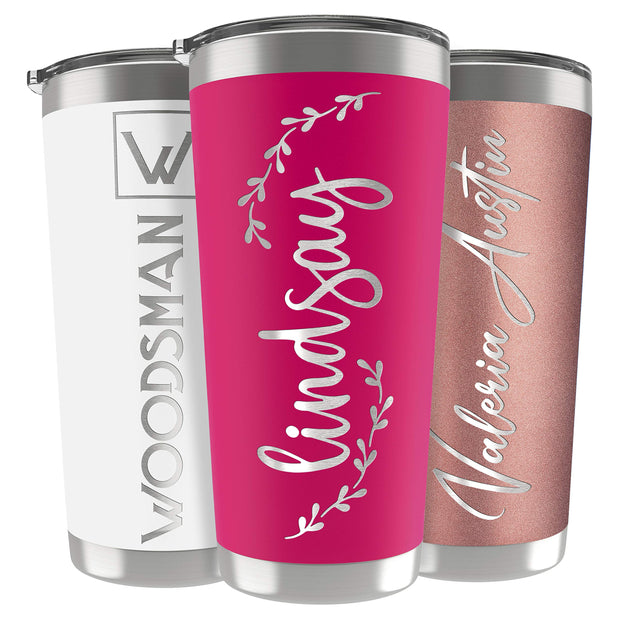 Personalized Gifts For Men - 20 Oz. Custom Tumblers w/Lid, Black - Insulated Travel Coffee Mugs - Optional Straw Set, Stainless Steel Double Wall Coffee Tumbler, Personalized Cups