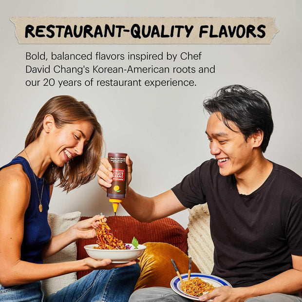 Momofuku Sweet & Savory Korean BBQ Sauce with Soy Sauce, Fresh Ginger, & Pear for Stir Fry, Barbecue, and Marinade; Galbi Style with Smoky, Savory-Sweet Flavor