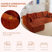 MAXYOYO Modular Sectional Sofa Couch, L Shaped Modern Cloud Couch with 1 Ottoman, Sofa in A Box, Tufted 4-Seat Boneless Sleeper Chair for Living Room, No Assembly Required, Orange
