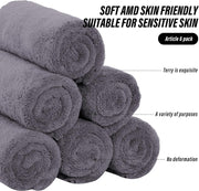 MOONQUEEN 6 Pack Premium Hand Towels - Quick Drying - Microfiber Coral Velvet Highly Absorbent Towels - Multipurpose Use as Hotel, Bathroom, Shower, Spa, Hand Towel 16 x 28 inches (Gray)