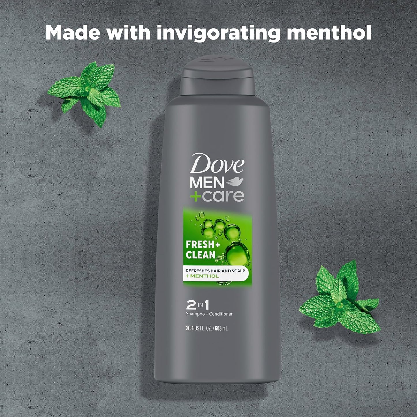 DOVE MEN + CARE Fortifying 2-in-1 Shampoo and Conditioner Fresh and Clean with Caffeine For Everyday Care Helps Strengthen and Nourish Hair 20.4 oz