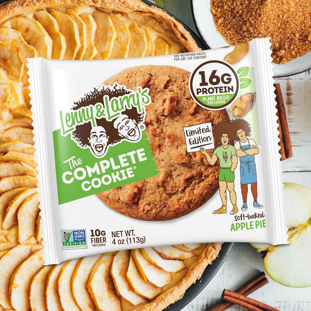 Lenny & Larry's The Complete Cookie, Apple Pie, 16g Plant Protein, Vegan, Non-GMO, 4 Ounce Cookie (Pack of 12)