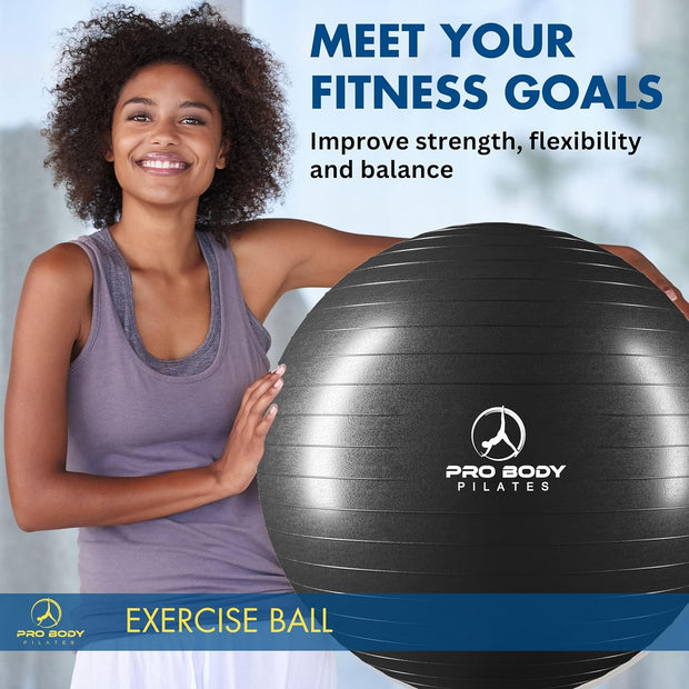 ProBody Pilates Exercise Ball - Multiple Sizes Gym Grade Balance Ball for Fitness, Yoga, Workout, Pregnancy & Physical Therapy