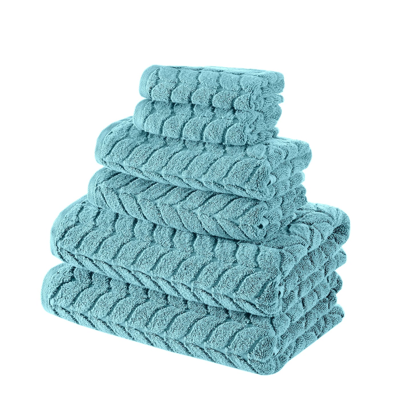 BAGNO MILANO Turkish Cotton Ultra-Soft Plush Absorbent Quick Dry Bathroom Towel Set, Made in Turkey (Petrol Blue, 6 pcs Towel Set)