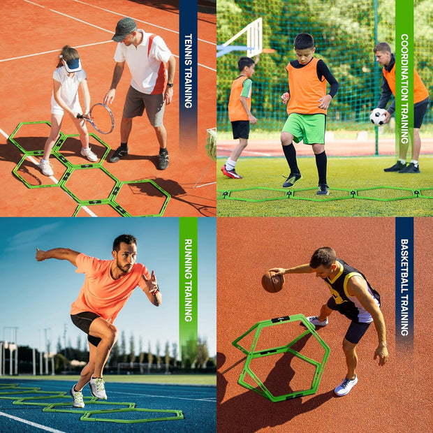 Yes4All Hex Agility Rings/Speed Rings with Carrying Bag – Hexagon Rings, Agility Hurdles for Agility Footwork Training