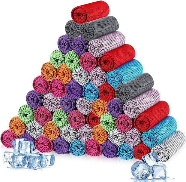 Maitys 500 Pack Cooling Towels for Neck and Face Bulk, 32 x 12 Inch Microfiber Ice Chilly Cold Sports Towel Breathable Workout Rags for Hot Weather Gym Yoga Golf Beach Running