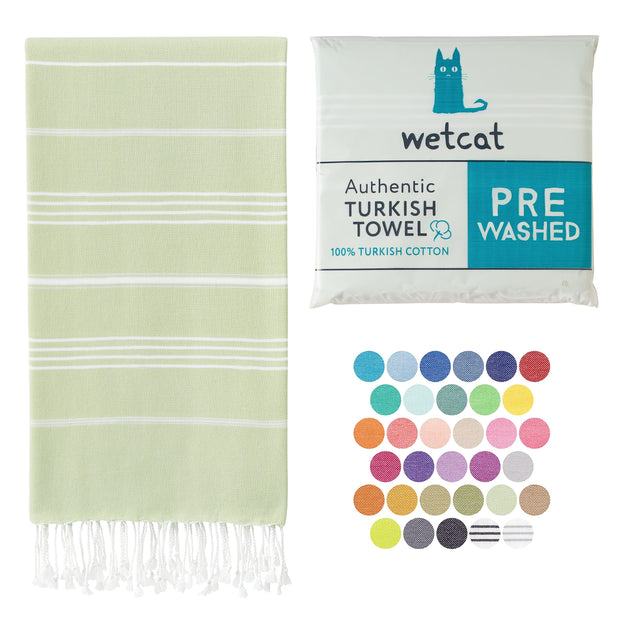 WETCAT Turkish Beach Towel Oversized (38"x71") 100% Turkish Cotton, Made in Turkey - Sand Free, Extra Large, Ultra Soft, Quick Drying, Compact & Lightweight for Travel - Blue