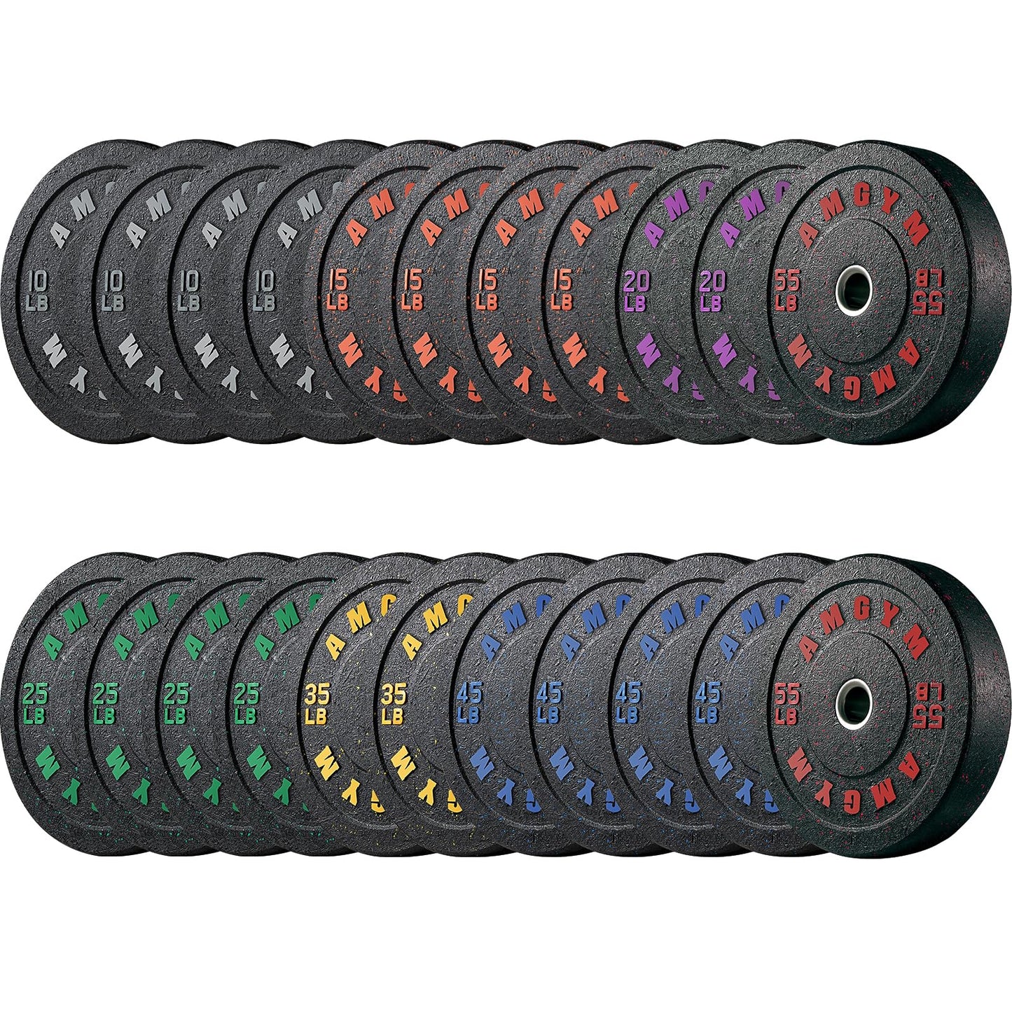 2 Inch Bumper Plates，10-500lbs，Barbell Rubber Olympic Weight Plates Set for Home Gym, Strength Training & Weight Lifting, Multiple Options Colors