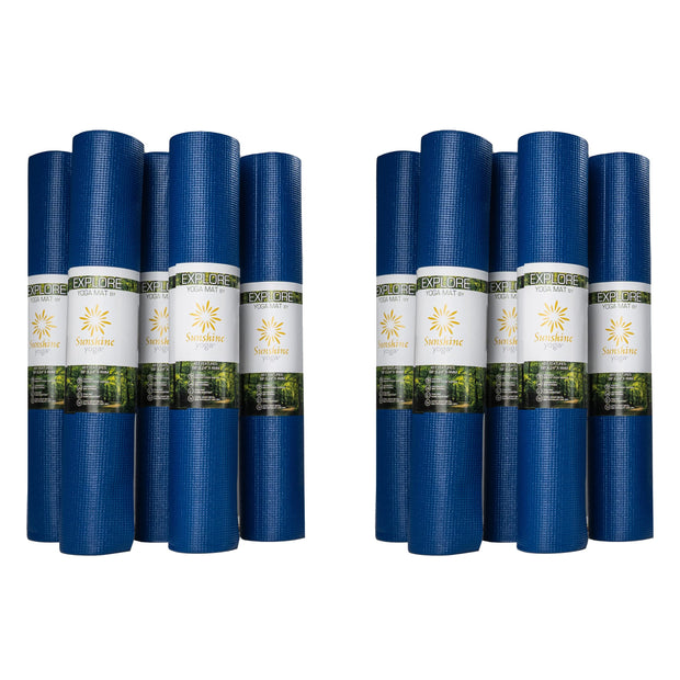 Sunshine Yoga 10-Pack Explore Yoga Mat, 68" x 24" Exercise Mat, 4mm Thick Non Slip Workout Mat, Anti-Tear Gym Mat, Bulk Yoga Mats for Home Workout or Studio
