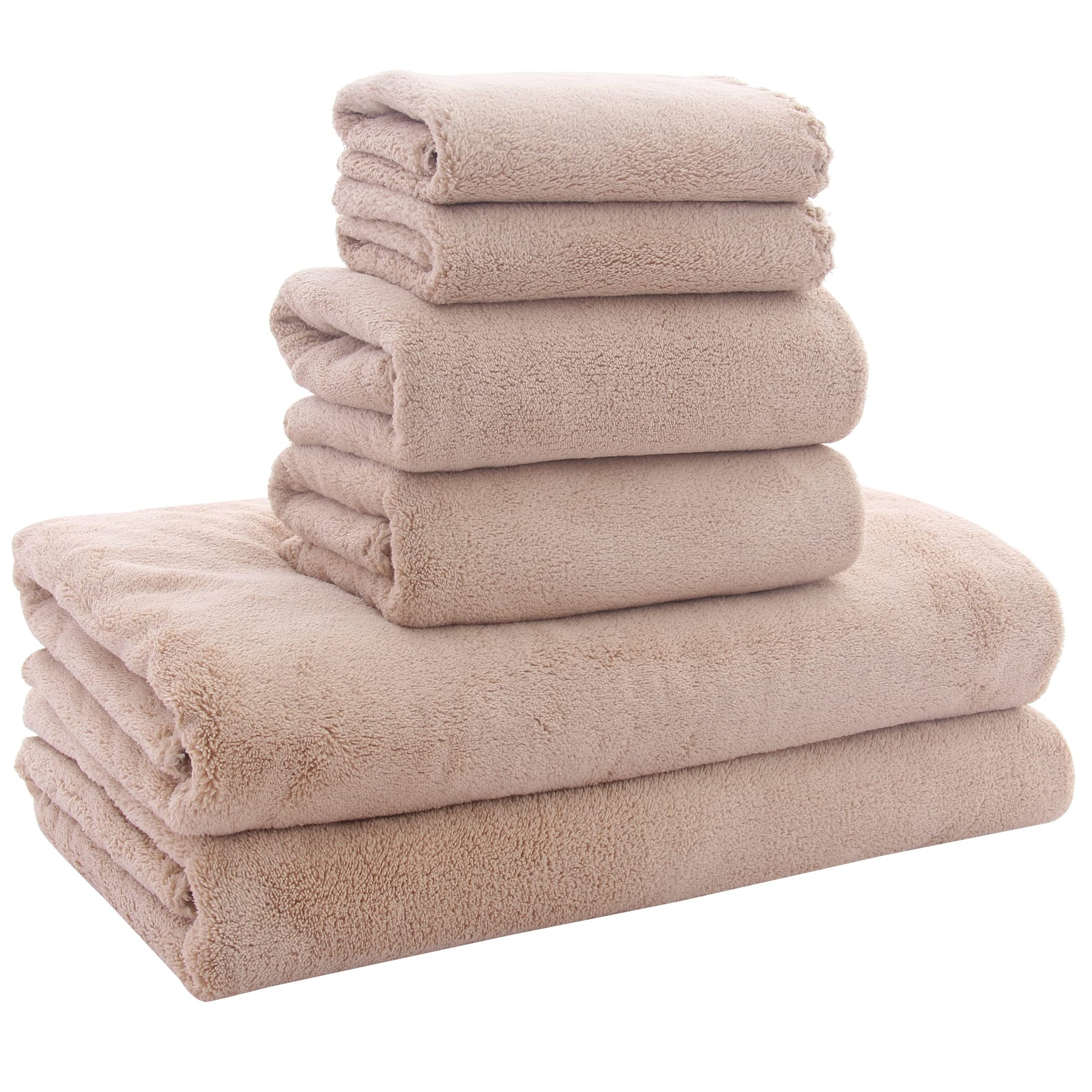 MOONQUEEN Ultra Soft Towel Set-Quick Drying-2 Bath Towels 2 Hand Towels 2 Washcloths - Microfiber Coral Velvet Highly Absorbent Towel for Bath Fitness, Bathroom, Sports, Yoga, Travel(Dark Grey, 6 Pcs)