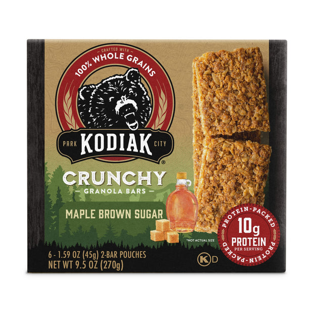 Kodiak Cakes Protein Crunchy Granola Bar, Maple Brown Sugar, (Pack of 12 Boxes)