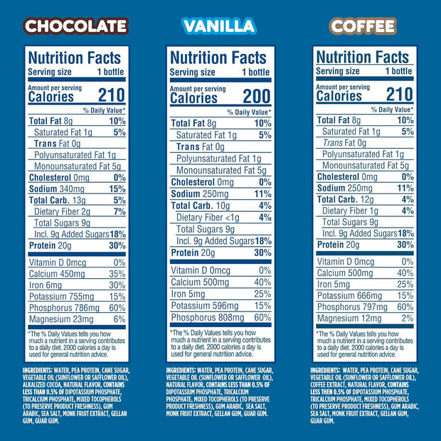 Ripple Plant Based Protein Shake Variety Pack | 20g of Quality Sourced Pea Protein, Calcium Rich | Shelf Stable | Vegan & Non GMO | Dairy, Soy, Nut, & Gluten Free | 12 Fl Oz Bottles (Pack of 12)