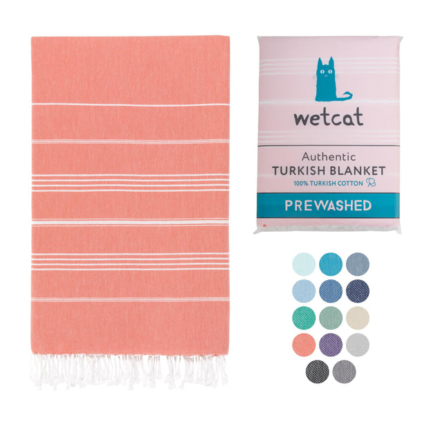 WETCAT Turkish Beach Towel Oversized (38"x71") 100% Turkish Cotton, Made in Turkey - Sand Free, Extra Large, Ultra Soft, Quick Drying, Compact & Lightweight for Travel - Blue