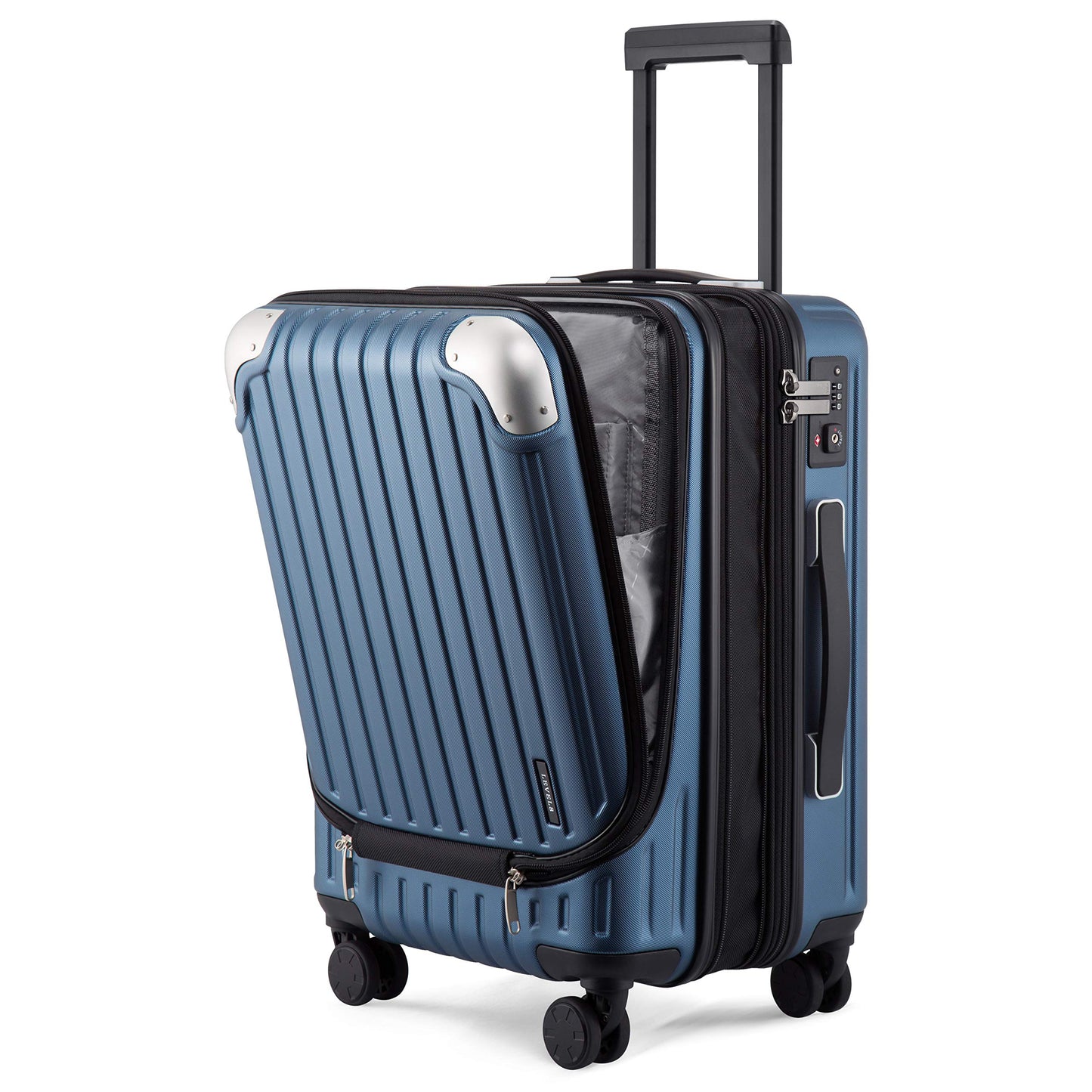 LEVEL8 Grace Carry On Luggage, 20 Inch Hardside Suitcase, Abs+Pc Harshell Spinner Luggage with Tsa Lock, Spinner Wheels, Grey, 20-Inch Carry-On