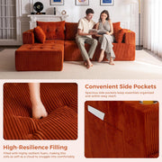 MAXYOYO Modular Sectional Sofa Couch, L Shaped Modern Cloud Couch with 1 Ottoman, Sofa in A Box, Tufted 4-Seat Boneless Sleeper Chair for Living Room, No Assembly Required, Orange