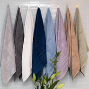 Mosobam Luxury Turkish Set of 2 Bath Towels 30X58 Light Taupe Oversize 700 GSM Bamboo Viscose & Aegean Turkish Combed Cotton