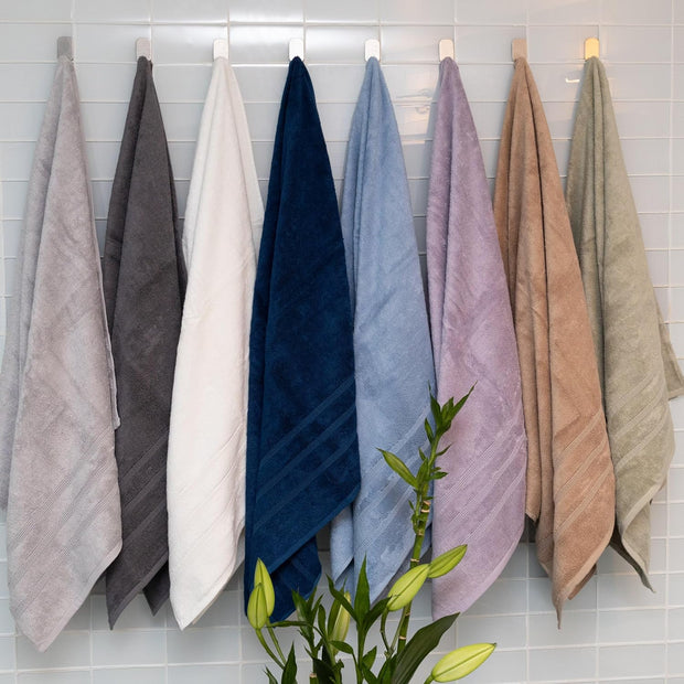 Mosobam Luxury Turkish Set of 2 Bath Towels 30X58 Light Taupe Oversize 700 GSM Bamboo Viscose & Aegean Turkish Combed Cotton