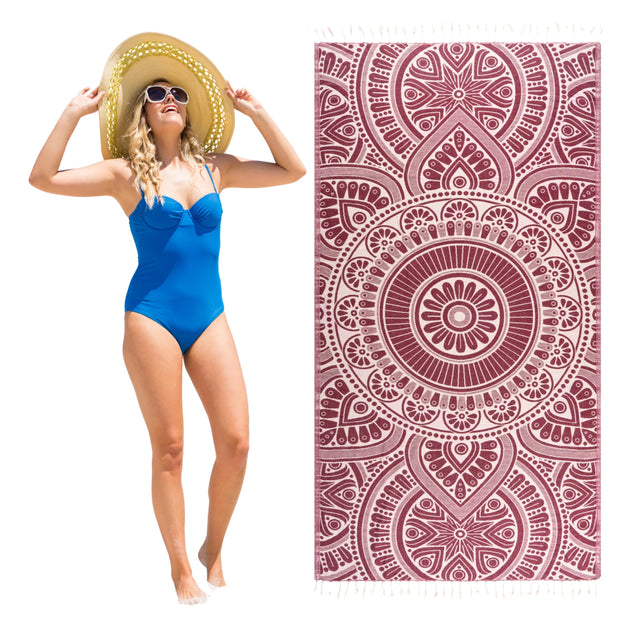 PÜSKÜL - Authentic 100% Turkish Cotton Turkish Beach Towel, Genuine Made in Turkey Quality - Soft, Quick Dry, Sand Free, Light Like Cloud, Oversize 36x70 Peshtemal Towels (Pack of 1, Arat Orange)