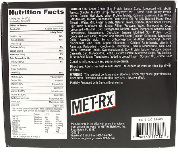 MET-Rx Protein Plus Bar, Great as Healthy Meal Replacement, Snack, and Help Support Energy, Gluten Free, Peanut Butter Cup, With Vitamin A, Vitamin C, and Zinc to Support Immune Health, 85 g,9 Count