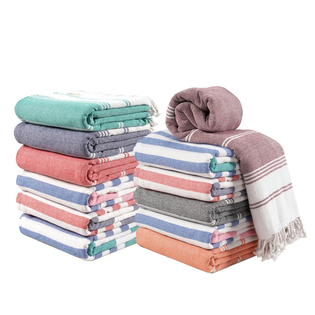 LANE LINEN 6 Pack Oversized Pre-Washed Lightweight Quick Dry Coral Beach Towels - 39"x71"