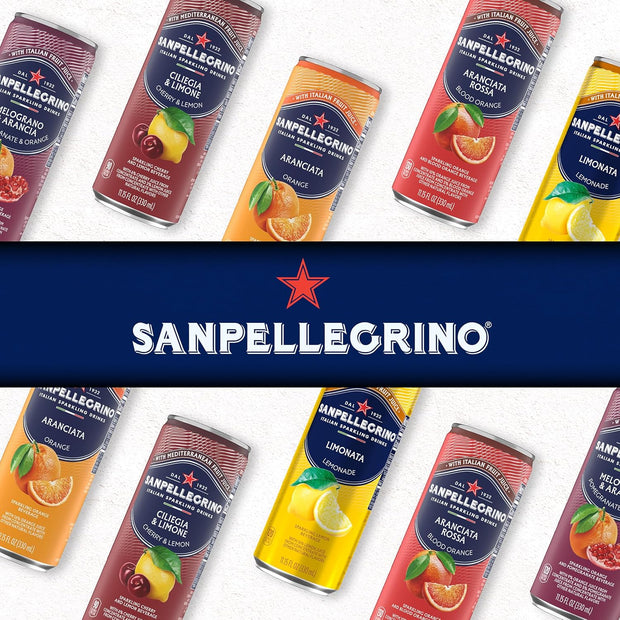 Sanpellegrino Italian Sparkling Drink Aranciata Rossa, Sparkling Orange and Blood Orange Beverage, 11.15 Fl Oz Can