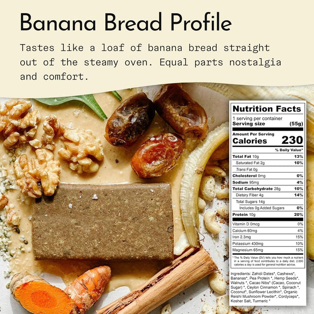 Send Bars Plant-Based Vegan Healthy Protein Bars, With Greens (Banana Bread, 8 Bars) – Only Real Ingredients, Zero Added Sugar, Gluten-Free, Dairy-Free