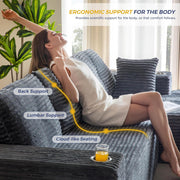 MAXYOYO 110" Modular Sectional Couch with L-Shape Chaise, Modern Boneless Couch for Living Room, Sofa in A Box, Oversized Sofa Sleeper with Deep Seat, No Assembly Required, Dark Grey