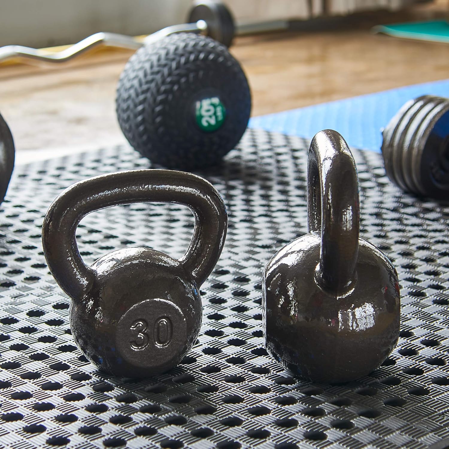 Signature Fitness Kettlebell Solid Smooth Adjustable/Cast Iron/Rubber Base for Strength Training, Home Gym