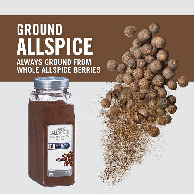McCormick Culinary Ground Allspice, 16 oz - One 16 Ounce Container of Allspice Seasoning, Features a Wood Flavor Perfect for Baked Goods, Desserts and More