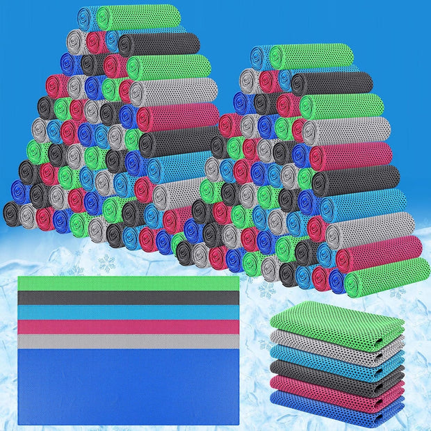 Shellwei 150 Pcs Cooling Towels Bulk 32 x 12 Inch Ice Towel Bulk Cooling Rag for Neck and Face Soft Breathable Microfiber Cloth Chilly Quick Cold for Yoga Gym Sport Golf Running Work Stay Cold