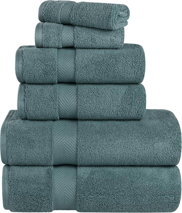 Superior Zero Twist 100% Cotton Bathroom Towels, Super Soft, Fluffy, and Absorbent, Premium Quality 6 Piece Towel Set with 2 Washcloths, 2 Hand Towels, and 2 Bath Towels, Coral