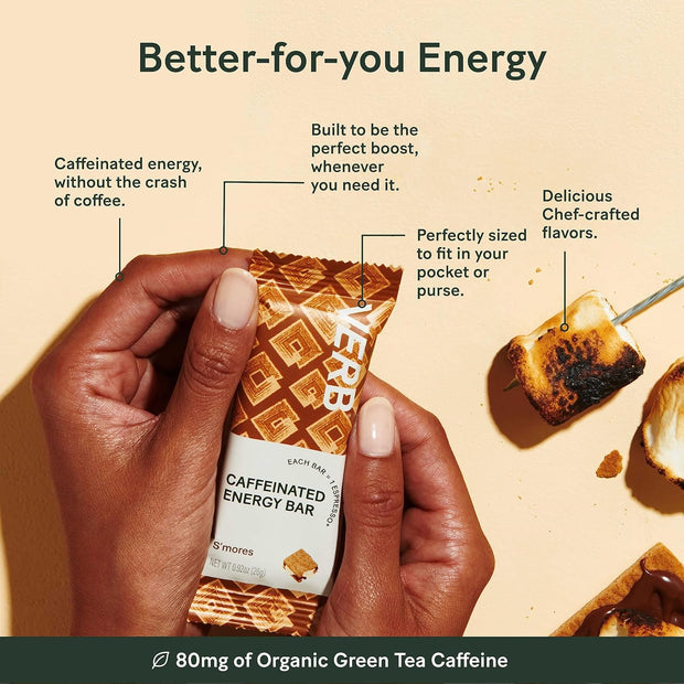 Verb Caffeinated Energy Bars Variety Pack - 2 Delicious Flavors (26g, Pack of 16) 110-Calorie Delicious Low Sugar Energy Bar, Vegan & Gluten Free On-the Go Snack with 80mg Green Tea Caffeine