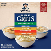 Quaker Instant Grits, 4 Flavor Variety Pack, 0.98oz Packets,44 Count (Pack of 1)
