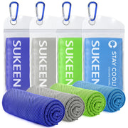 Sukeen 4 Pack Cooling Towel (40"x12"), Soft Breathable Chilly Microfiber Towel for Yoga, Sport, Running, Gym, Workout & More Activities