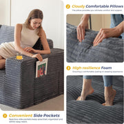 MAXYOYO 110" Modular Sectional Couch with L-Shape Chaise, Modern Boneless Couch for Living Room, Sofa in A Box, Oversized Sofa Sleeper with Deep Seat, No Assembly Required, Dark Grey