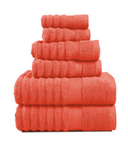 Lane Linen 100% Cotton Luxury Bath Towel Set - 18 Pieces - Ring Spun, Ultra Soft, Quick Dry & Extra Absorbent - 4 Bath, 8 Washcloths, 6 Bathroom Hand Towels - Machine Wash in Cold Water - Living Coral