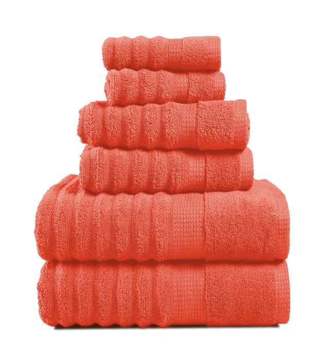 Lane Linen 100% Cotton Luxury Bath Towel Set - 18 Pieces - Ring Spun, Ultra Soft, Quick Dry & Extra Absorbent - 4 Bath, 8 Washcloths, 6 Bathroom Hand Towels - Machine Wash in Cold Water - Living Coral