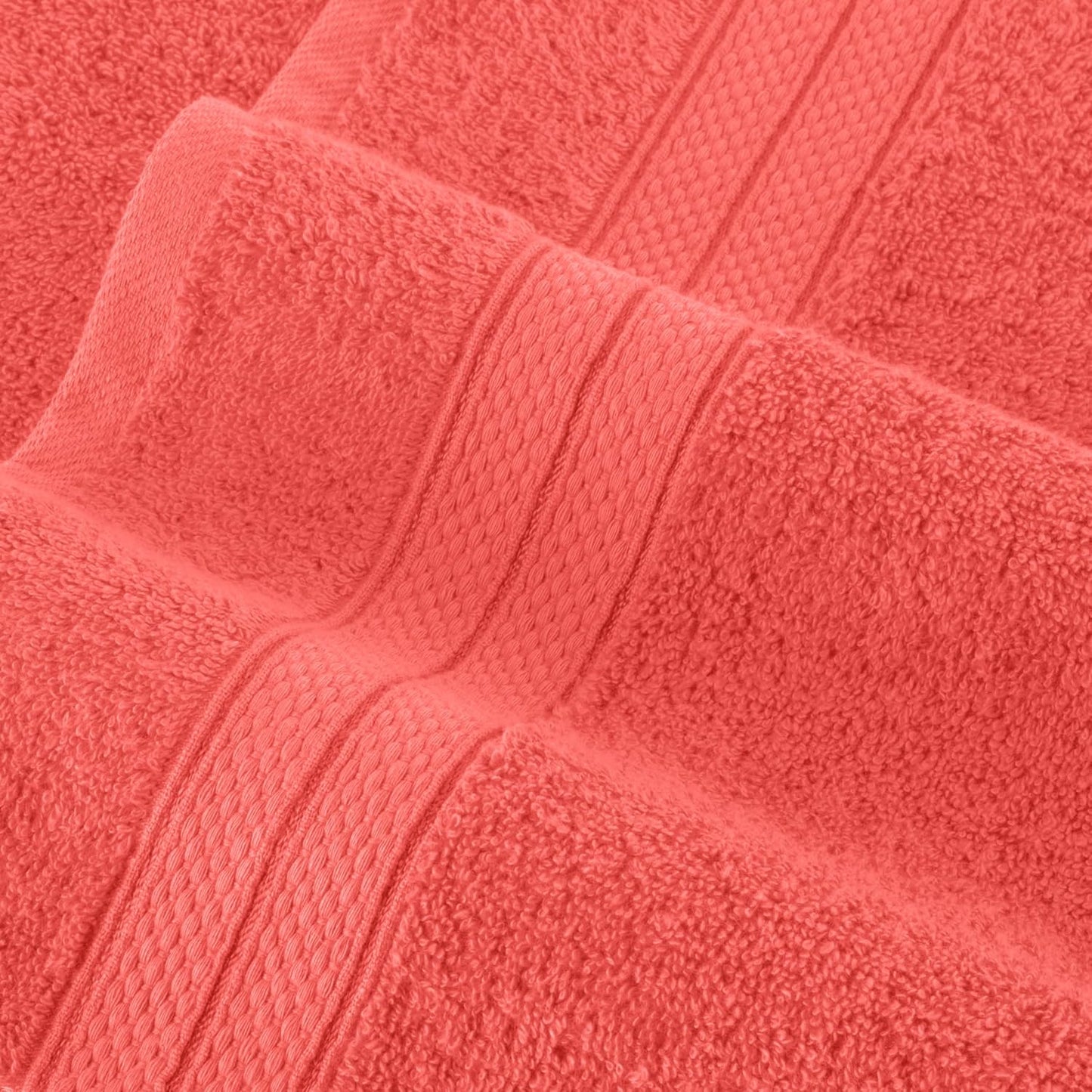 Elegant Comfort Luxury 6-Piece Towel Set, Premium Soft 100% Turkish Cotton, Three Line Popcorn Design 2 Bath Towels, 2 Hand Towels and 2 Washcloths Towel Set - Quick-Drying and Absorbent, Coral