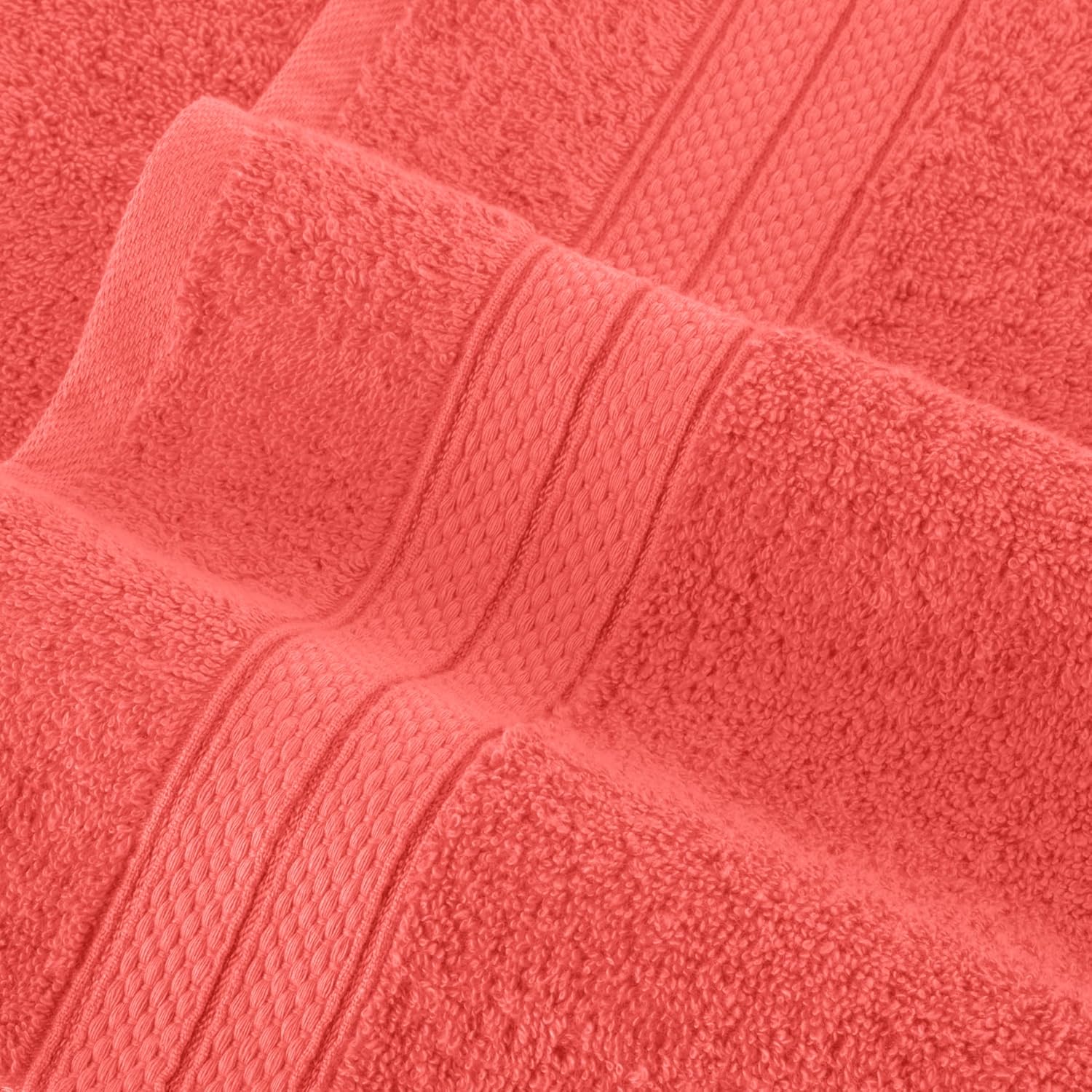 Elegant Comfort Luxury 6-Piece Towel Set, Premium Soft 100% Turkish Cotton, Three Line Popcorn Design 2 Bath Towels, 2 Hand Towels and 2 Washcloths Towel Set - Quick-Drying and Absorbent, Coral