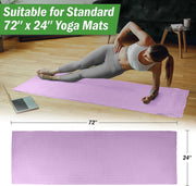 Wakeman Yoga Mat Towel and Gym Towel Set - 2-Piece Non Slip Set for Hot Yoga, Pilates, and Gym - 72” x 24” Sweat Absorbent and Quick Drying Blanket with Corner Pockets for Mats (Violet)