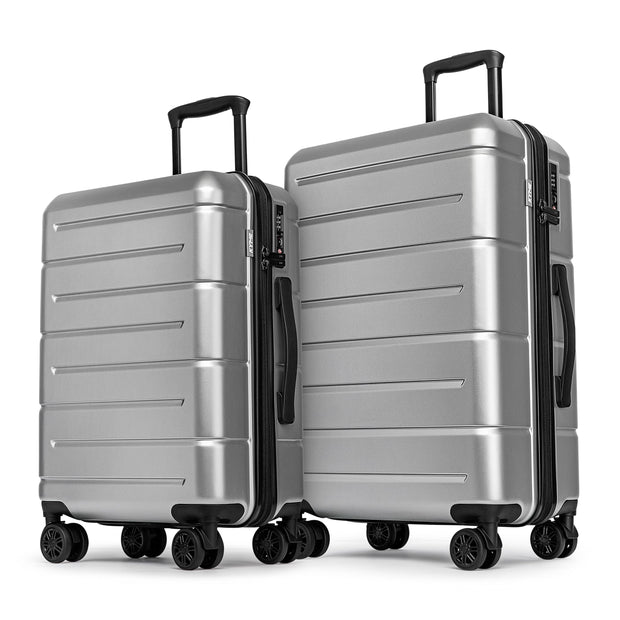 KYME Luggage Sets 2 Piece Hardshell 22"/26" Suitcase with Spinner Wheels Hardside Suitcases Sets with TSA Lock Lightweight Travel Luggage Set with Cup Holder for Women Pink