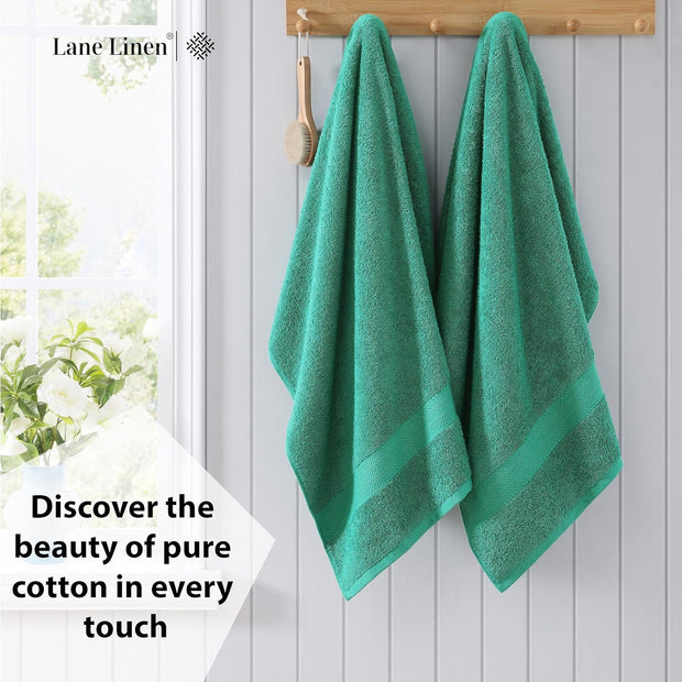 LANE LINEN 100% Cotton Bath Towels Pack of 4 (28"x54") - Ring Spun Mercerized Cotton Bathroom Towel Set - Quick Dry, Soft & Absorbent Large Bath Towels - Holds Well After Multiple Washes - Emerald