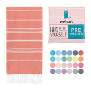 WETCAT Turkish Beach Towel Oversized (38"x71") 100% Turkish Cotton, Made in Turkey - Sand Free, Extra Large, Ultra Soft, Quick Drying, Compact & Lightweight for Travel - Blue