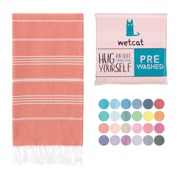 WETCAT Turkish Beach Towel Oversized (38"x71") 100% Turkish Cotton, Made in Turkey - Sand Free, Extra Large, Ultra Soft, Quick Drying, Compact & Lightweight for Travel - Blue
