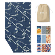 SUN'Y Waffle Microfiber Beach Towel – Sand Free, Quick Dry, Ultra Absorbent, Lightweight & Compact Travel Towel with Carry Bag - Large (63” x 31.5”), Boho