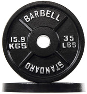Olympic Cast Iron Plate for Strength Training and Weightlifting, Pairs, Sets or Set with Barbell, Multiple Sizes